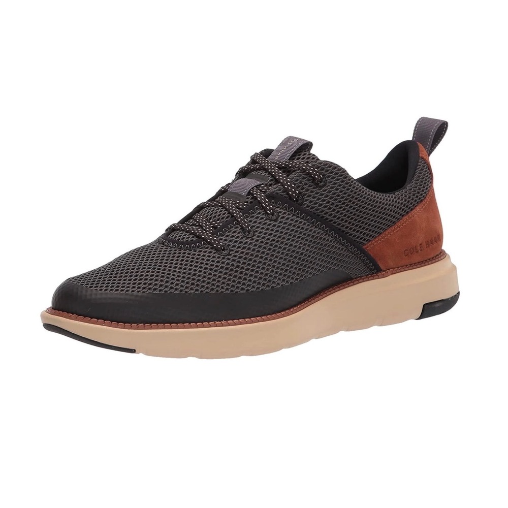 COLE HAAN Mens Grand Atlantic Sneakers Dark Mesh British Tan Suede Lace Up 10.5